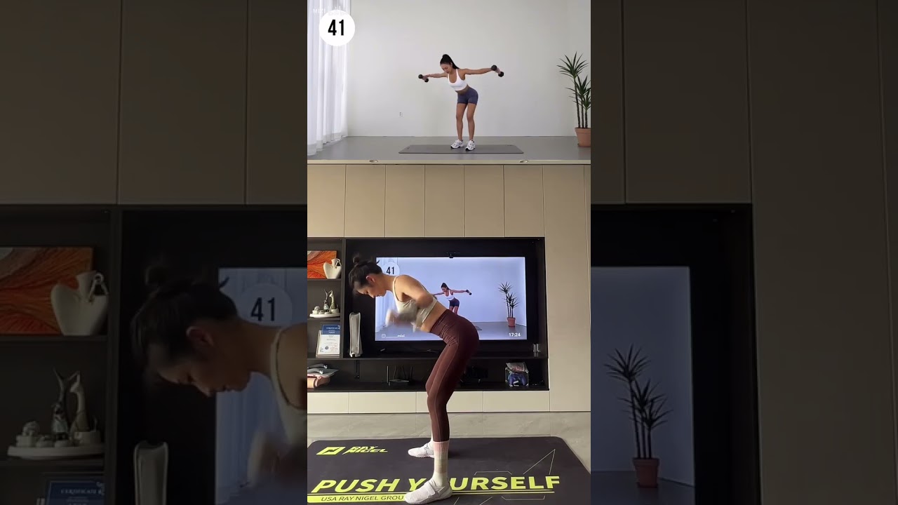 Stand all the way brush fat and shape with one hand Burning fat while tightening with