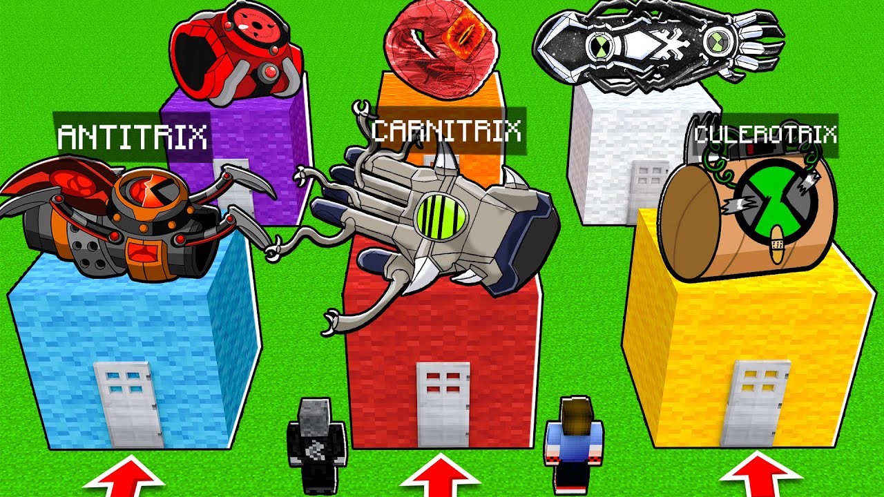 NÃO ESCOLHA a CASA ERRADA de BEN 10 com FUSÕES do CARNITRIX e OMNITRIX no MINECRAFT