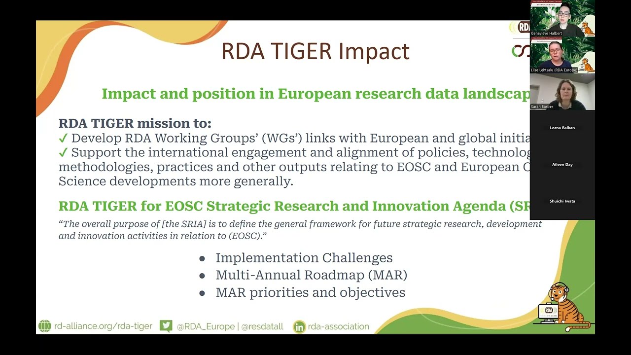 RDA TIGER Cross-Fertilisation Webinar #2: (Meta)Data Standards