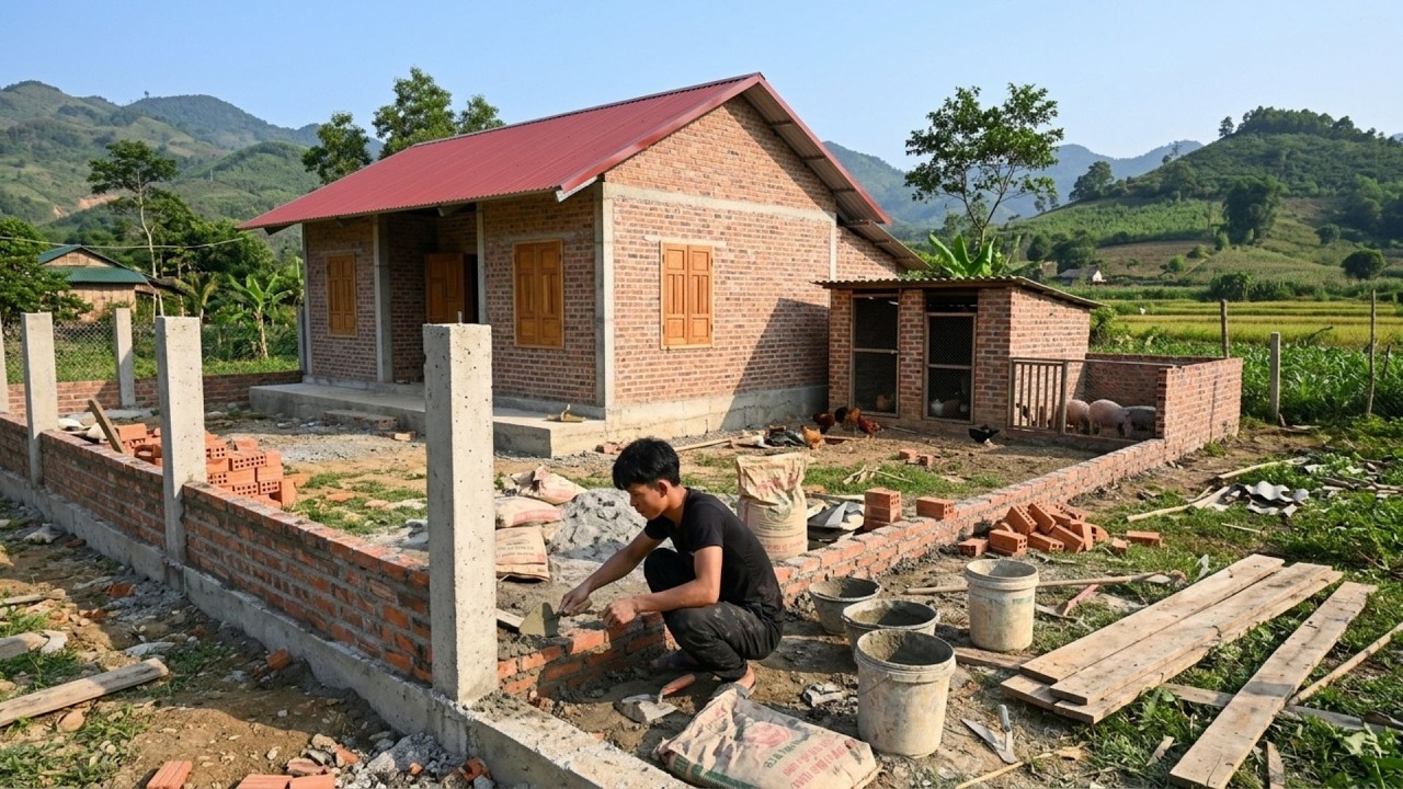 24 Hours Building A Concrete Fence For The House And Renovating The Animal Pens