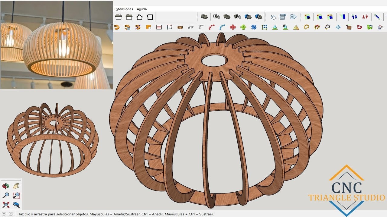 1er. Diseño de Lámpara Colgante en SketchUp para corte en CNC Router o Láser