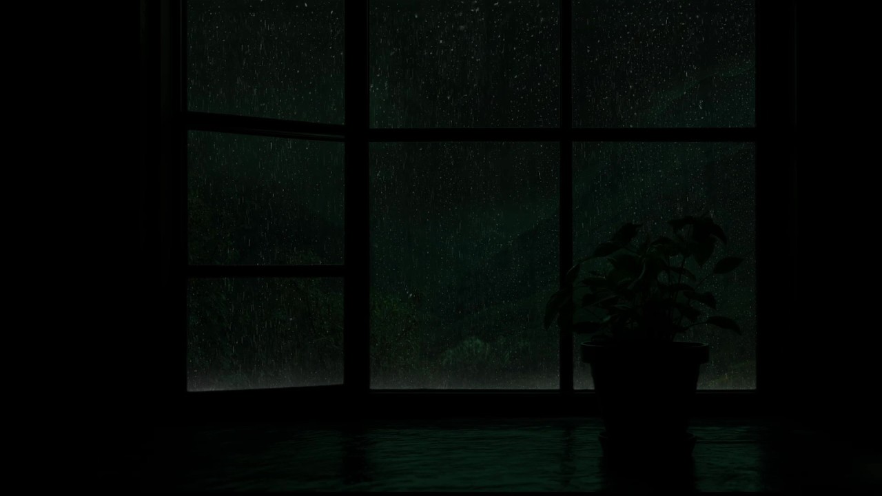 ( NO ADS )Midnight Rain Outside the Window⛈️ | Dark Cozy Room Ambience to Sleep,Study, Relax😴
