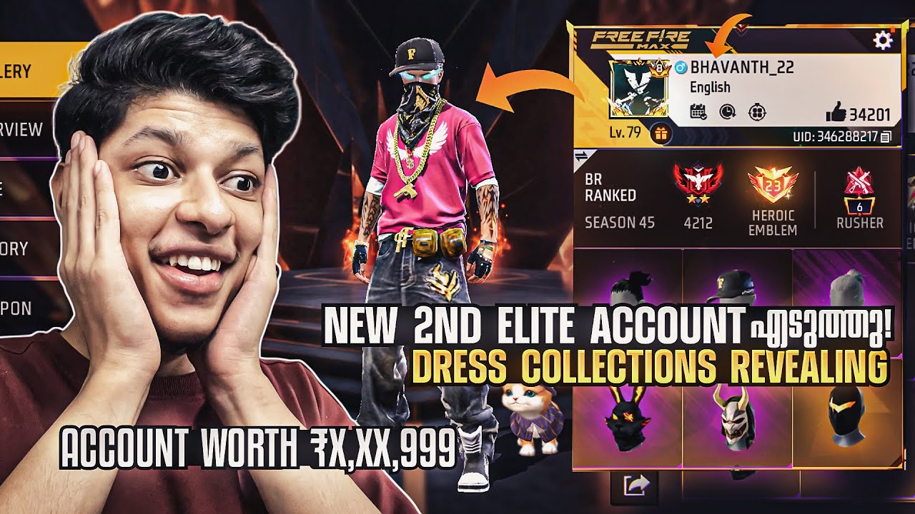 New 2nd Elite Account എടുത്തു 😨 Kerala's Best Account 😱 Dress Collections Revealing 🔥 Free Fire