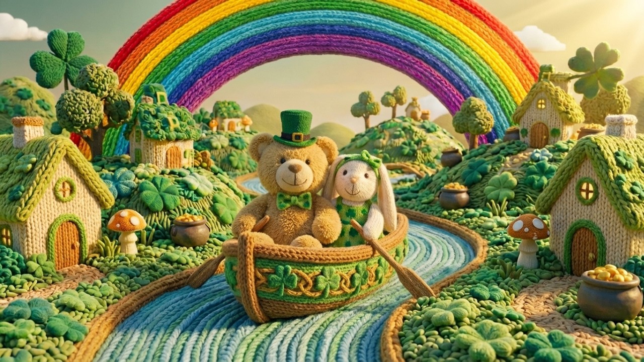 ☘️ St. Patrick's Day Hand Knit World | Cozy Plush Friends & Irish Music (4K)