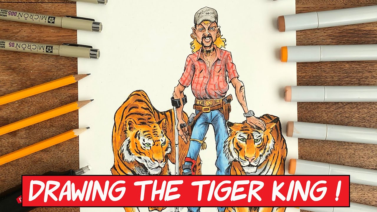 DRAWING TIGER KING JOE EXOTIC on Netflix | Tigerking Joe Exotic tekenen | Draw Mania