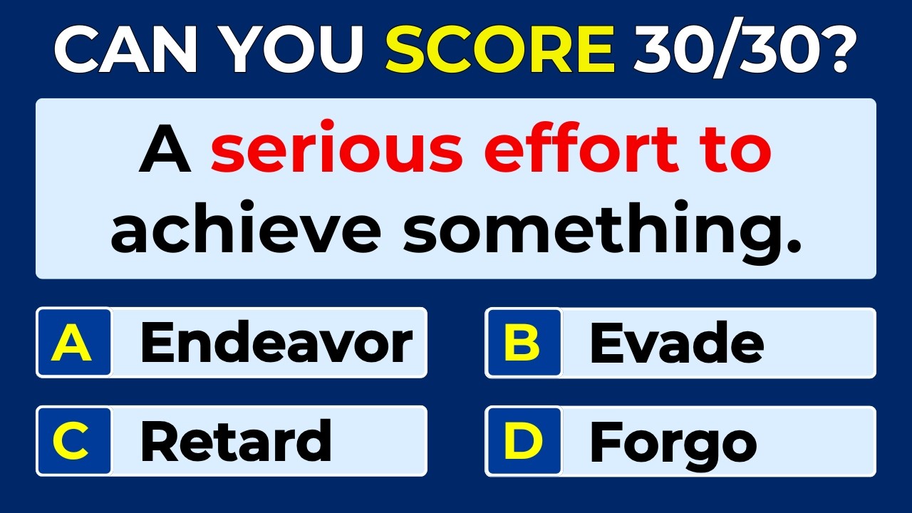 How Strong Is Your Vocabulary? Can You Score 30/30? Word Definitions | #Challenge 16