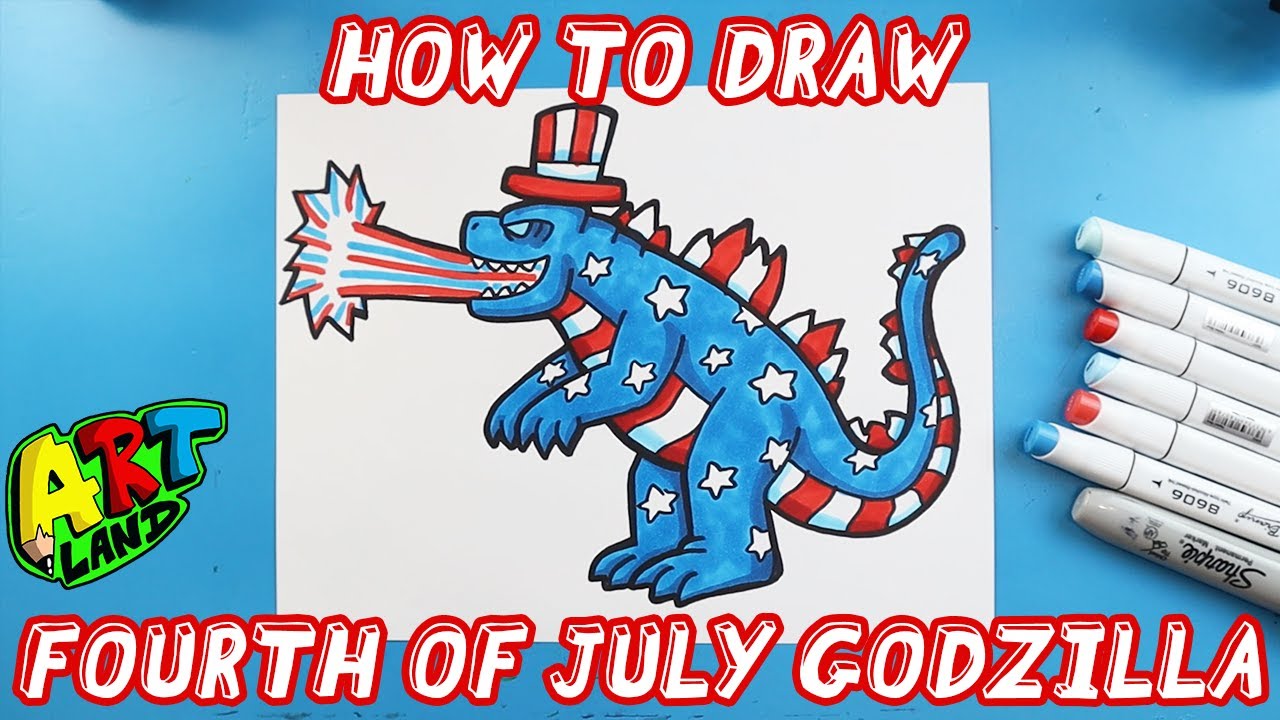 How to Draw FOURTH OF JULY GODZILLA!!!