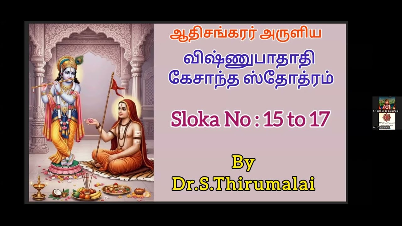 SRI VIṢHṆU PĀDĀDI KEŚĀNTA STOTRAṂ CLASS SHLOKA 15 ,16 & 17  by Dr  S Thirumalai