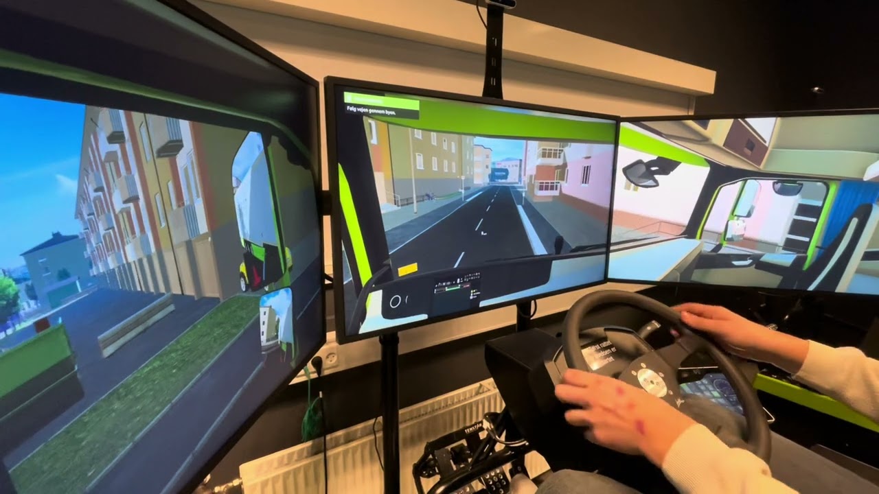 Øvelseskørsel med sættevogntog i TEC Tenstar simulator 