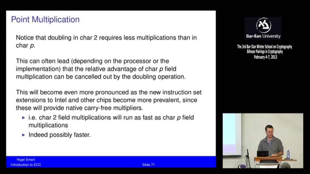 3rd BIU Winter School on Cryptography: The Discrete Log Problem on Elliptic Curves - Nigel Smart