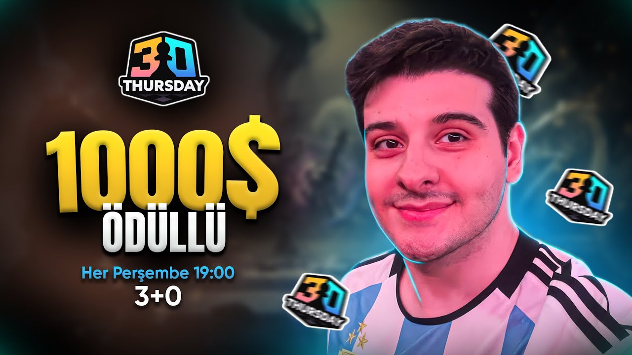 1000$ Ödüllü 3+0 Perşembe Turnuvasında Oynuyorum! Chess.com Yeni Turnuva! GM Cem Kaan Gökerkan