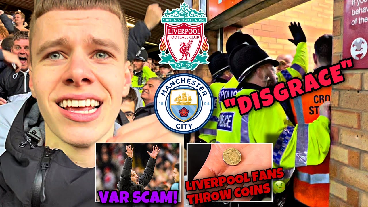 DISGUSTING Liverpool Fans THROW COINS As Manchester City Are ROBBED By VAR At Anfield