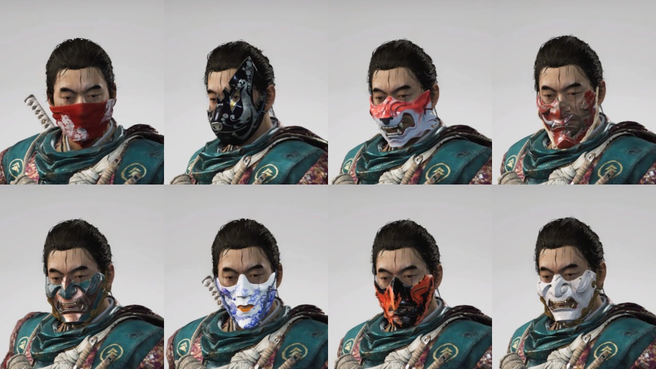 Ghost of Tsushima - All MASK & DYE variations from BASE GAME & NEW GAME+