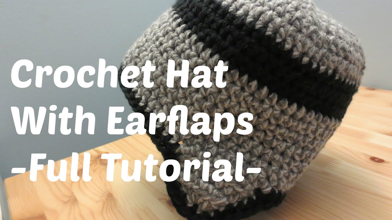 Crochet Hat With Earflaps - Adult Male Size