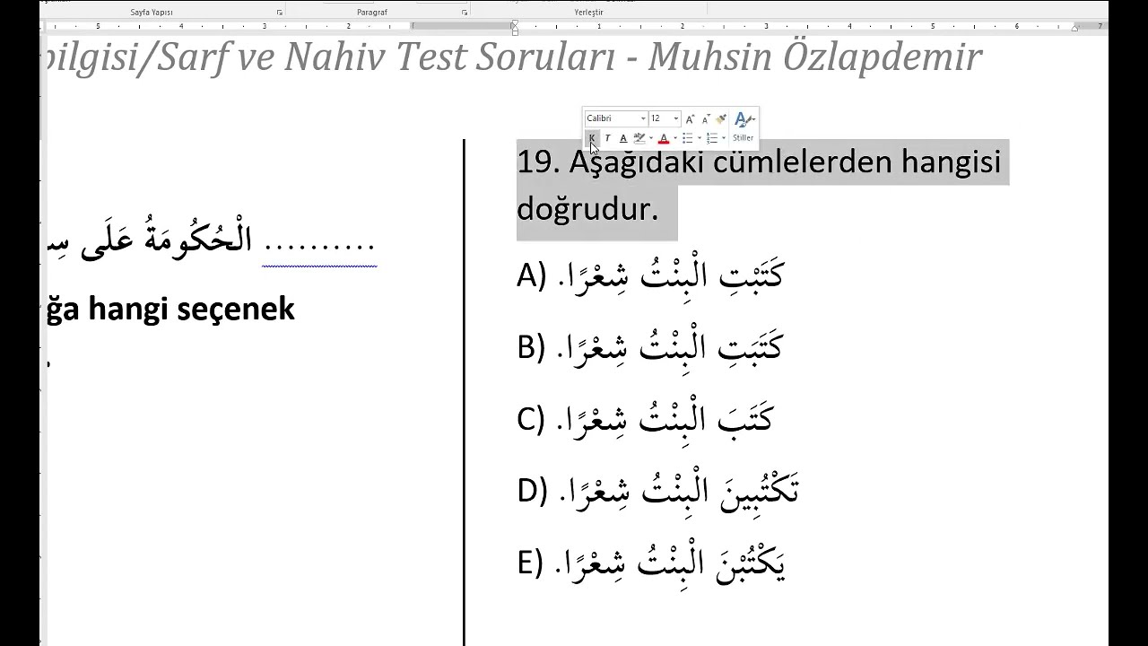 FİİL CÜMLESİ SORU ÇÖZÜMÜ - toplam 20 soru