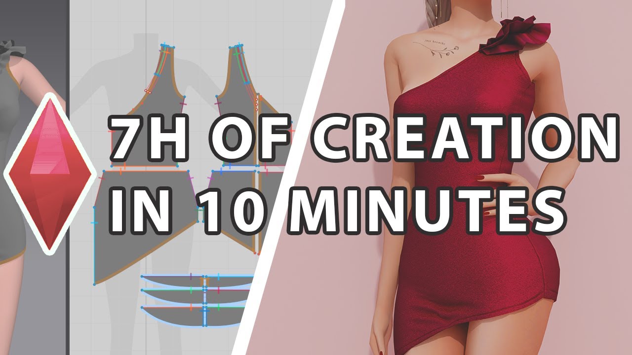 Dress Speed Meshing - Sims 4 cc - Blender, Marvelous Designer, Zbrush, Substance Painter, Photoshop