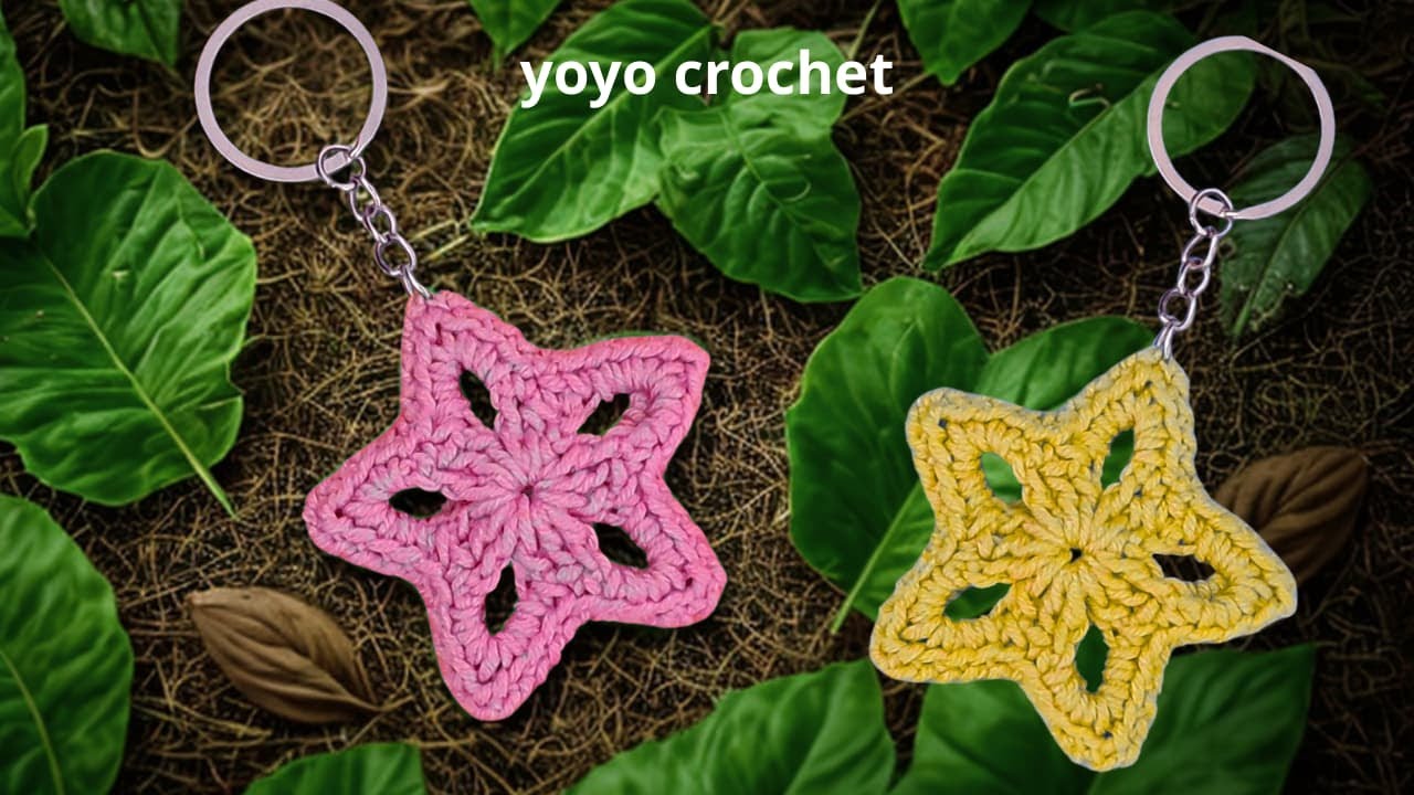 مترميش بواقى الخيوط !! فكرة بسيطة وكمان مربحة !! كروشية ميدالية مفاتيح نجمة - Crochet star key chain