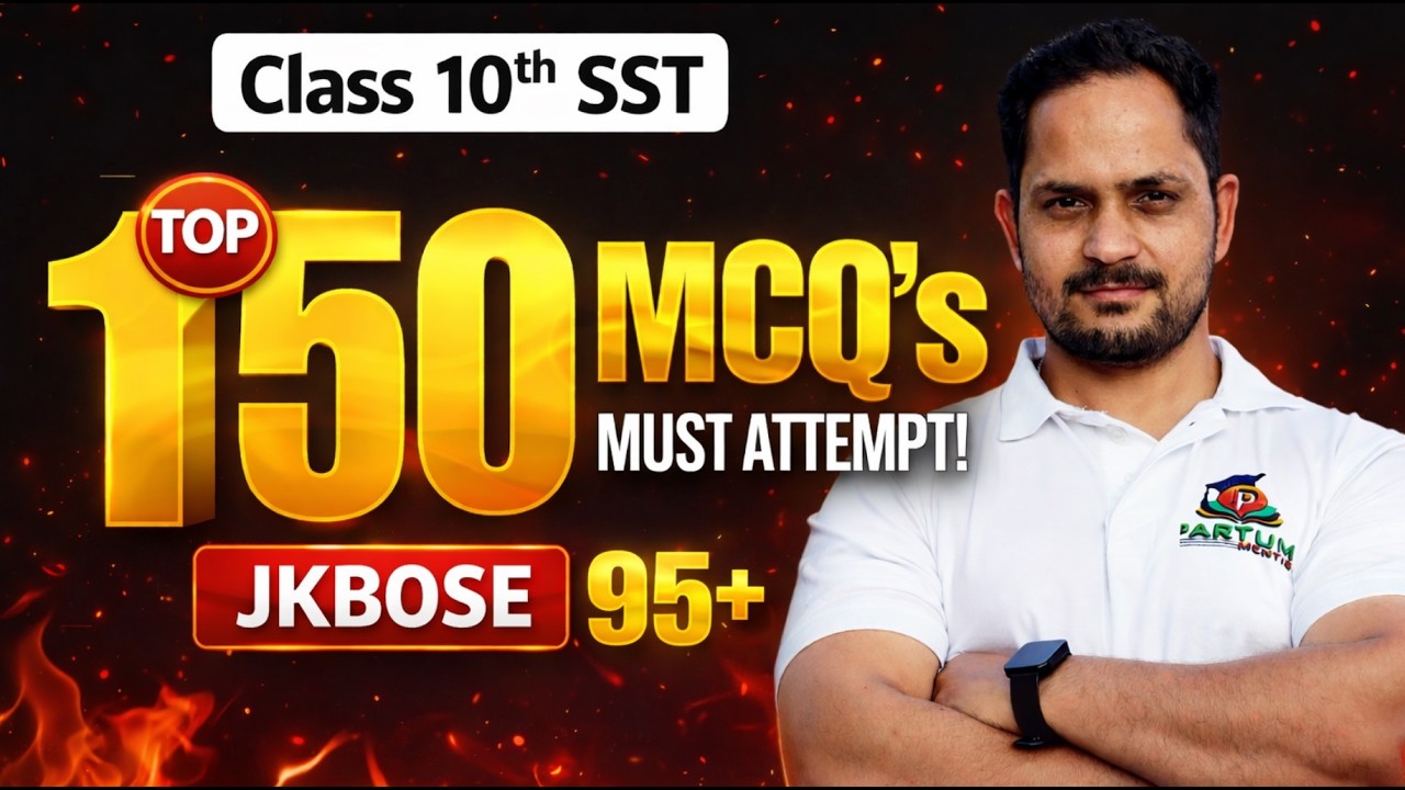 JKBOSE Class 10 SST Most Important MCQs 2026 | Top 150 MCQs for Board Exam | Score 95+ Marks 🔥