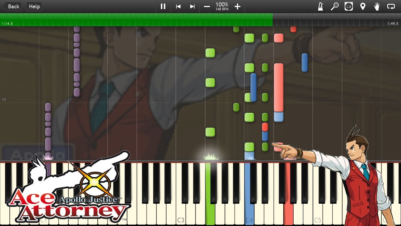 Apollo Justice - Pressing Pursuit ~ Cornered (Synthesia)
