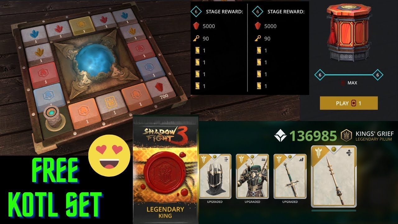Shadow Fight 3 Get Free KOTL Legendary Set - New Lucky Board || Free Sets + Gems + Raid Resources ||