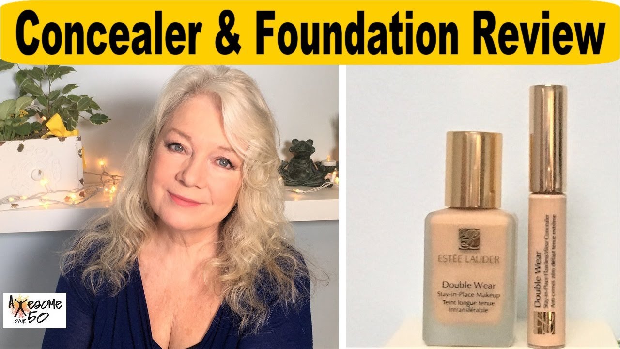 Нанесение консилера, тонального крема, румян и обзор макияжа Estee Lauder Double Wear для зрелых ...