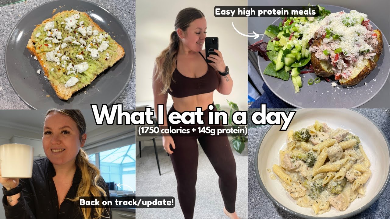 WHAT I EAT IN A DAY | 1750 cals & 145g protein | back on track + weight/life updates