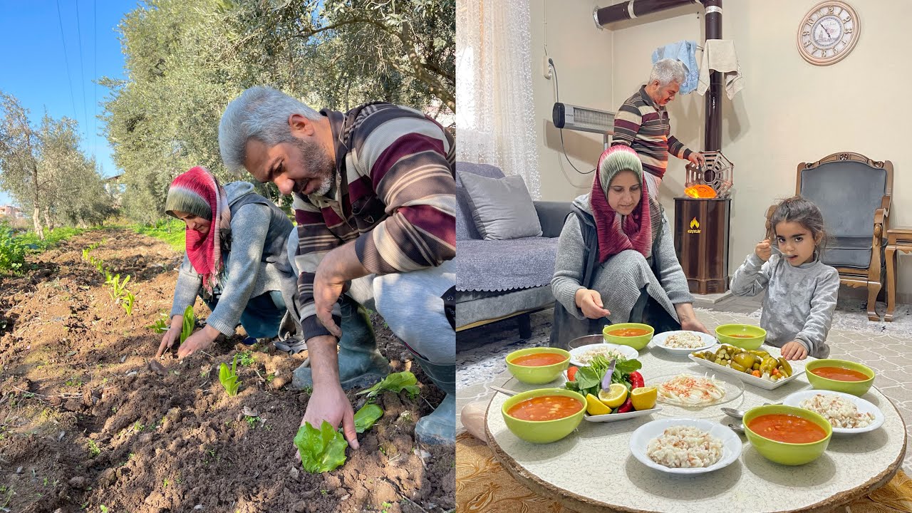 Tam Kıvamında Etsiz Kuru Fasulye~Lezzetli Pirinç Pilavı~Bahçeye Marul Ektik