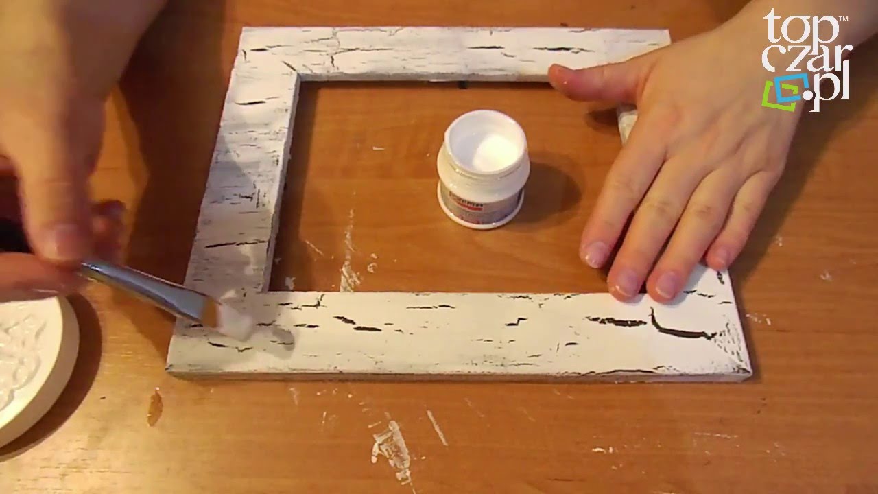 Decoupage - zdobienie ramki na zdjęcia spękalinką