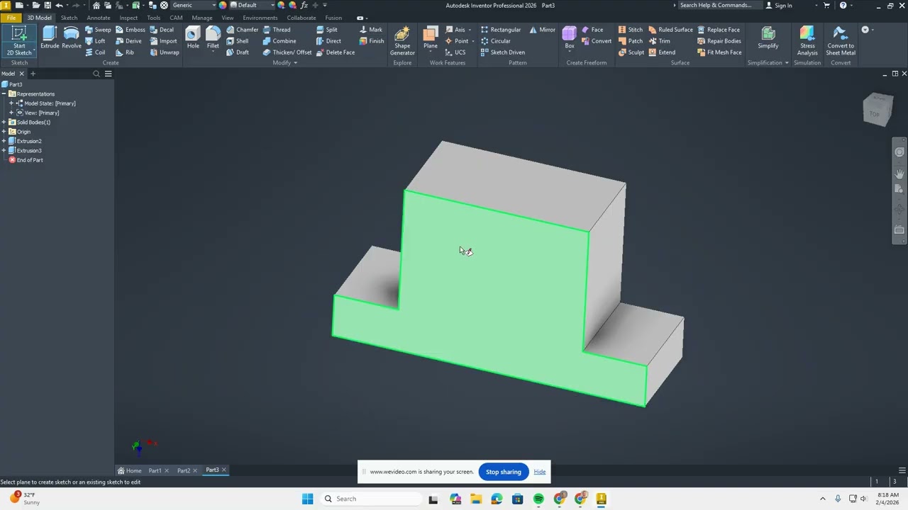 Bracket on Inventor