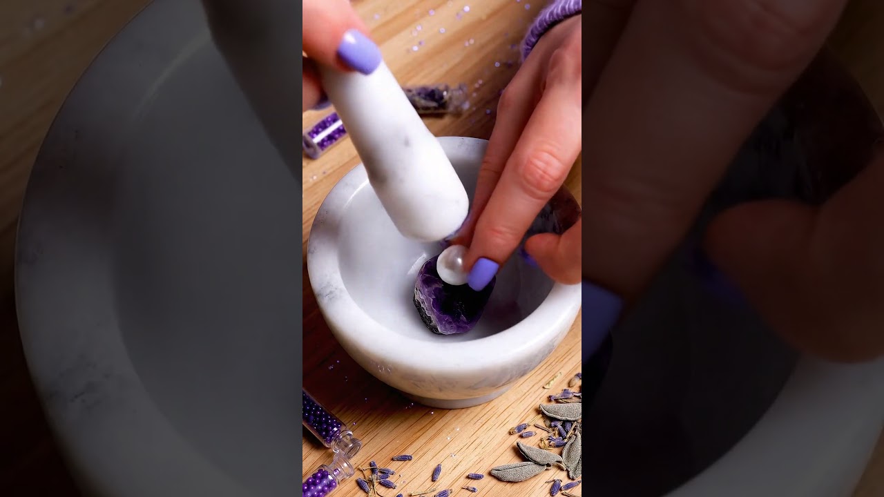 Crushing Amethyst and Pearl In a Mortar | Hypnotic 4K ASMR
