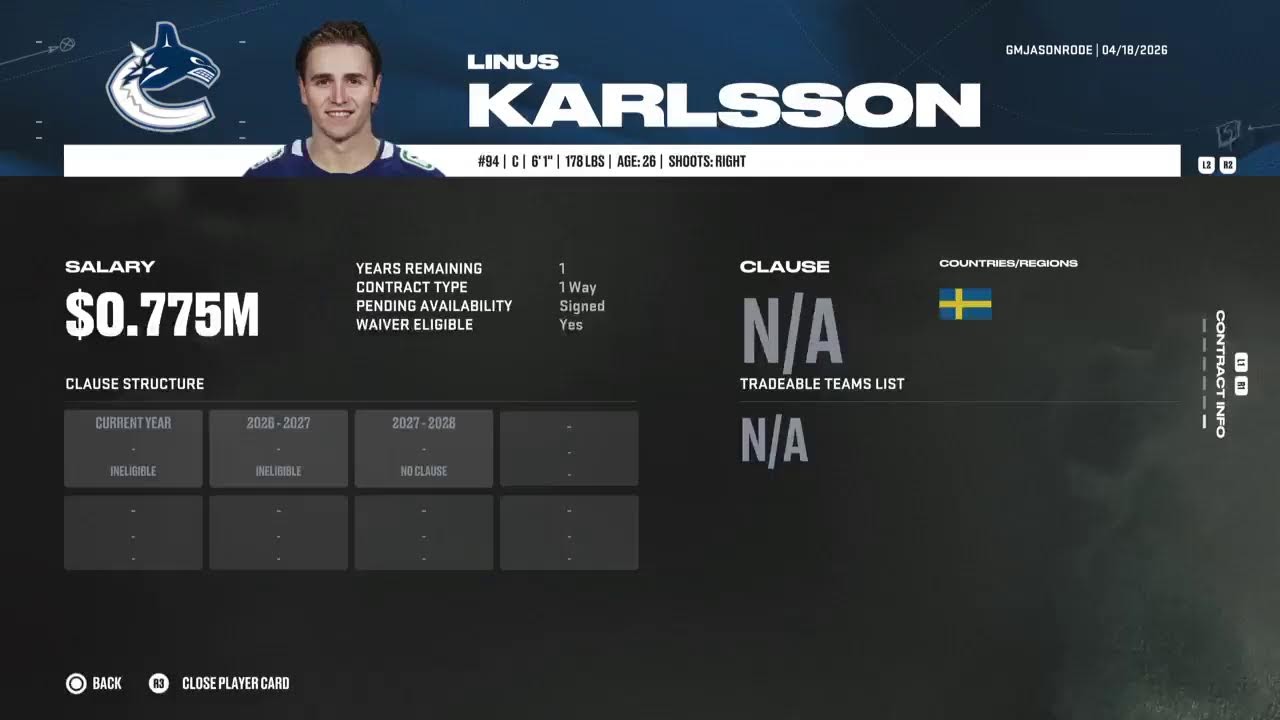 NHL 26 Gameplay Part 2 (Vancouer) Tank
