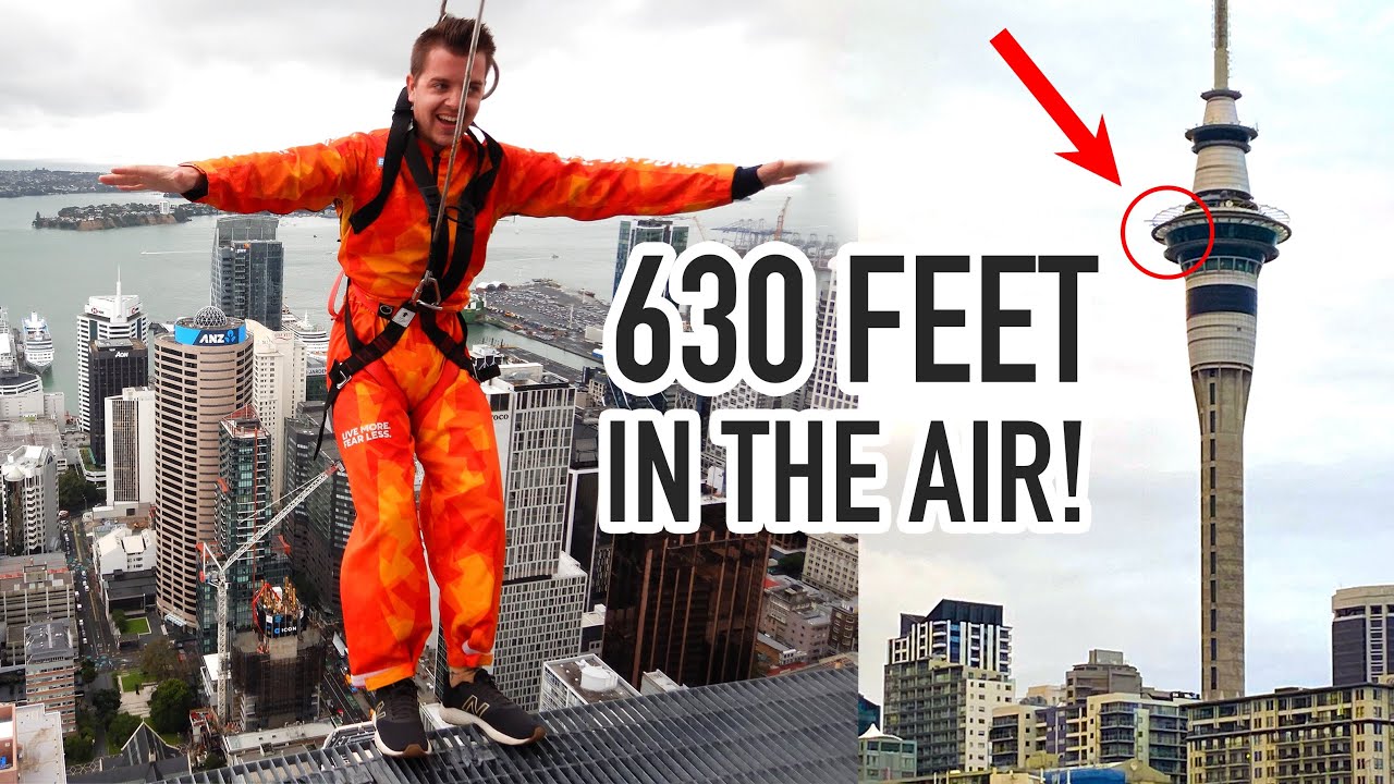 Dangling Over the Edge of a Building in New Zealand! CRAZY Auckland SkyTower SkyWalk