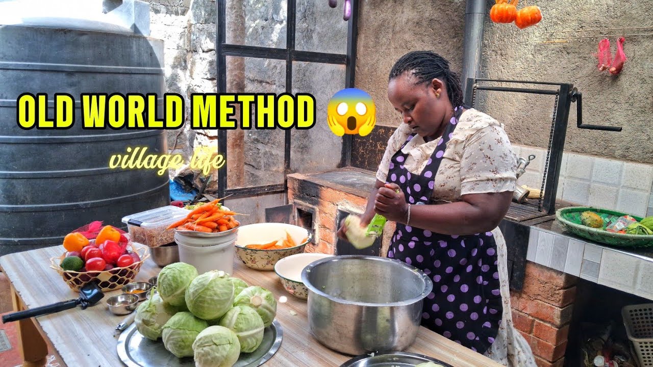 👉 Old World Method 🌿 Drying Cabbage in Our African Village 🏡| Evening Life