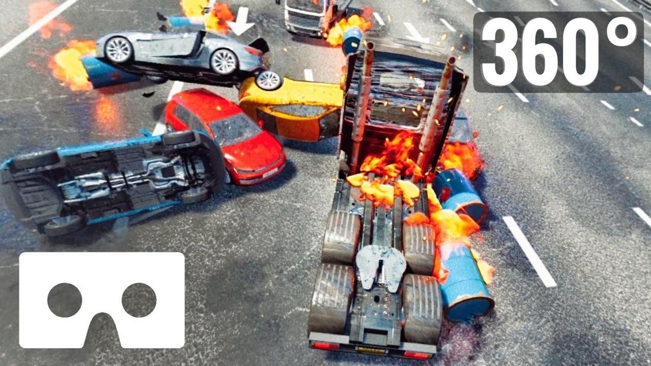 VR 360&deg; Video Truck Racing 360 Degree VR Box Highway Crash 4K