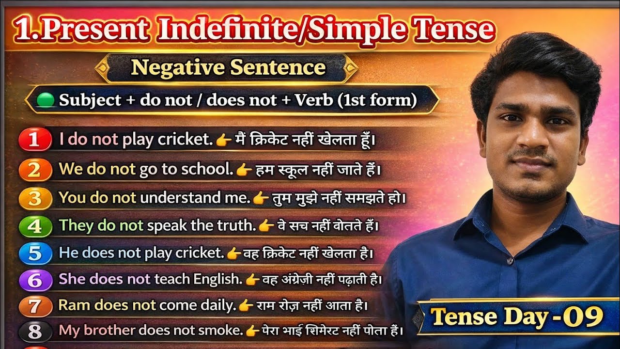 आज नहीं सीखा तो पछताओगे 😲 Present Indefinite Tense Negative | Tense Day 09