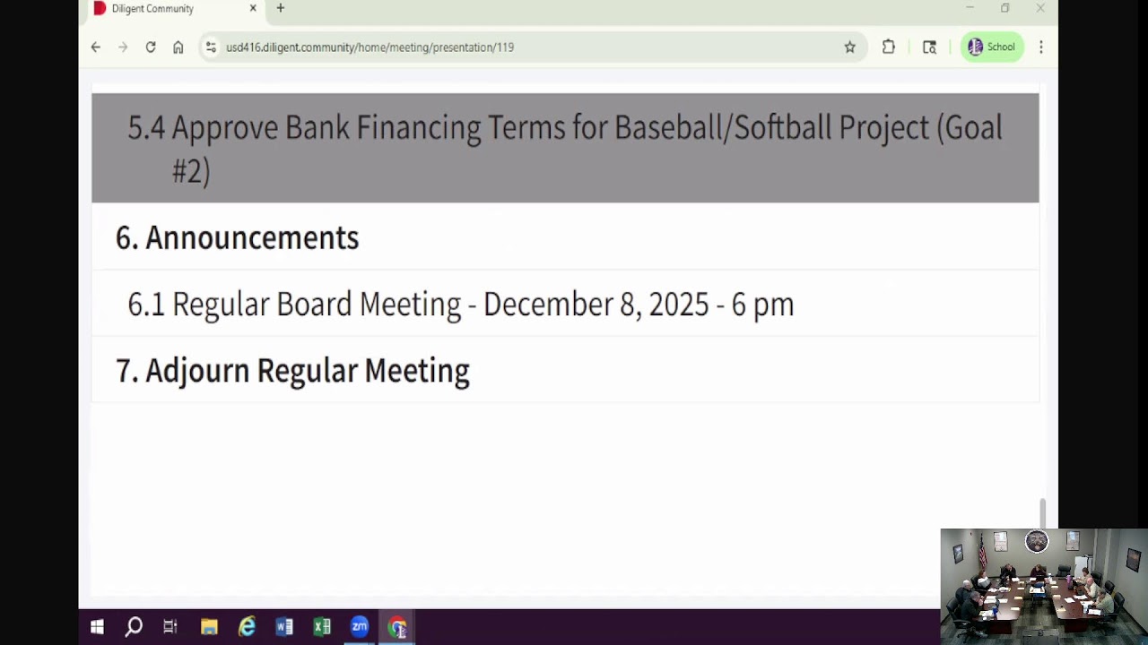 Louisburg USD 416 Board of Education Meeting  November 10, 2025