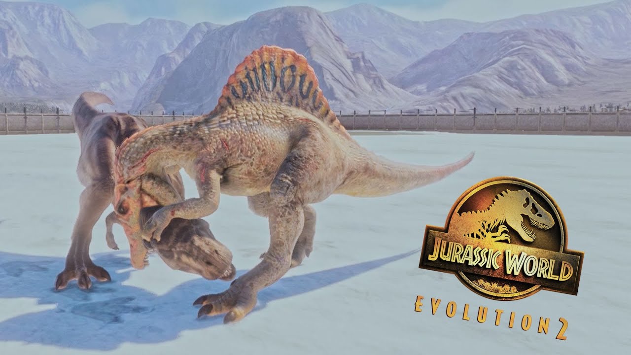 T-Rex vs Spinosaurus vs Giganotosaurus vs Indominus Rex | JWE2 Battle
