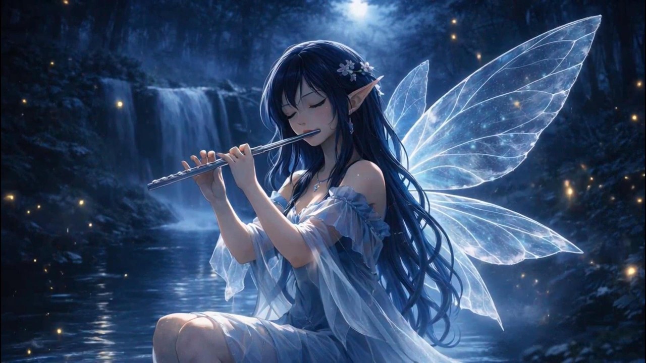 Forest Stream Celtic Flute Sleep Music | Deep Sleep Fairy Night Ambience