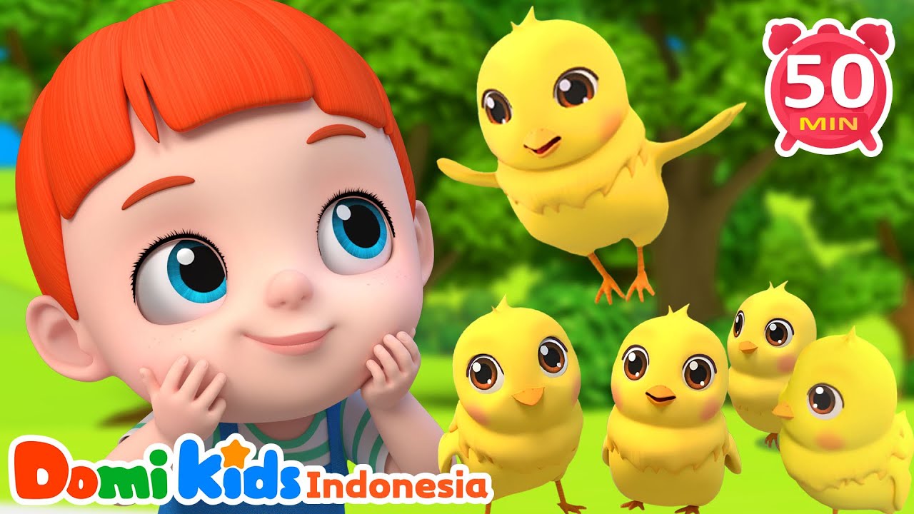 Lima Anak Ayam 🐤 Lagu Anak Mengenal Angka & Binatang | Domi Kids Kumpulan Lagu Pesta Anak-anak
