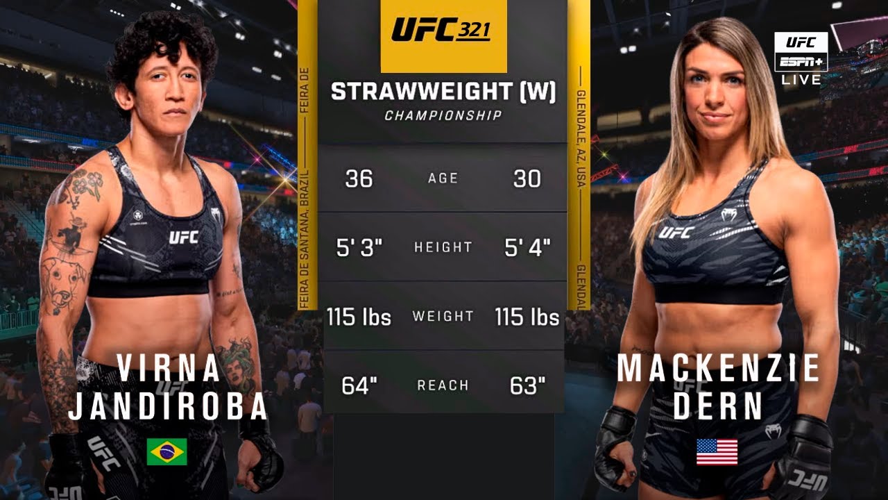 🔴 UFC 321: Вирна Джандироба vs Маккензи Дерн | Полный бой и лучшие моменты | Бой за титул чем...