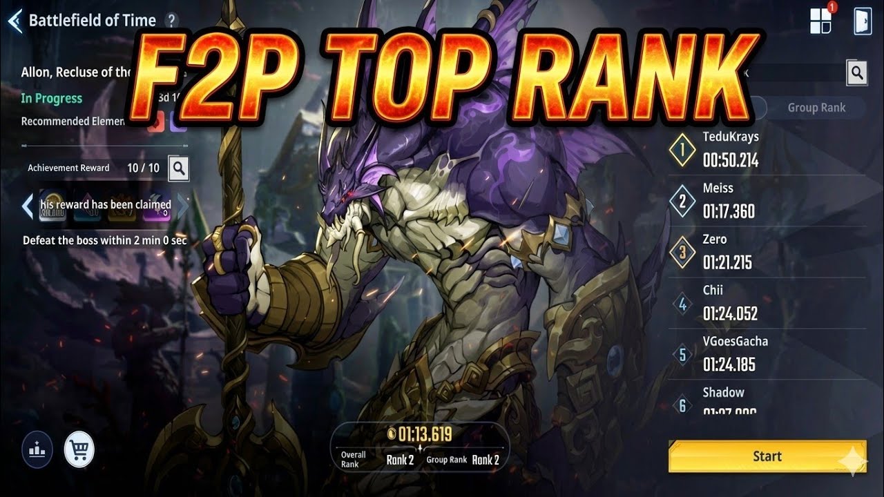 F2P DARK TEAM WEEK 2 BATTLEFIELD OF TIME !! - [ Solo Leveling Arise ]
