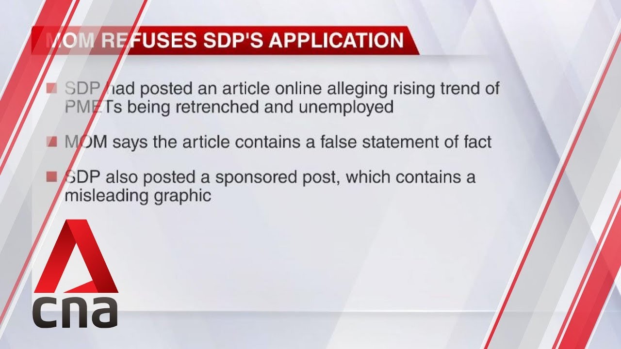 'Fake news' law: Manpower Ministry rejects SDP's application to cancel correction directions