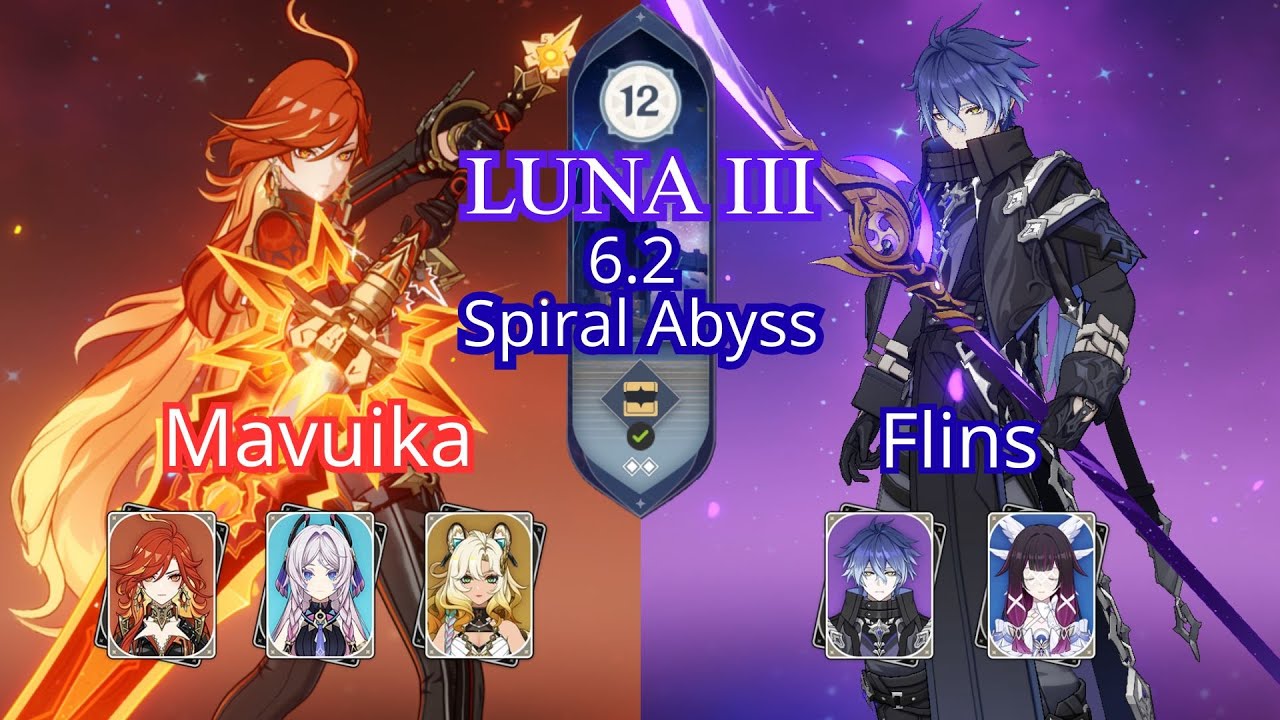 Mavuika Trio & Flins Duo Team  - Genshin Impact Luna III 6.2 Spiral Abbys