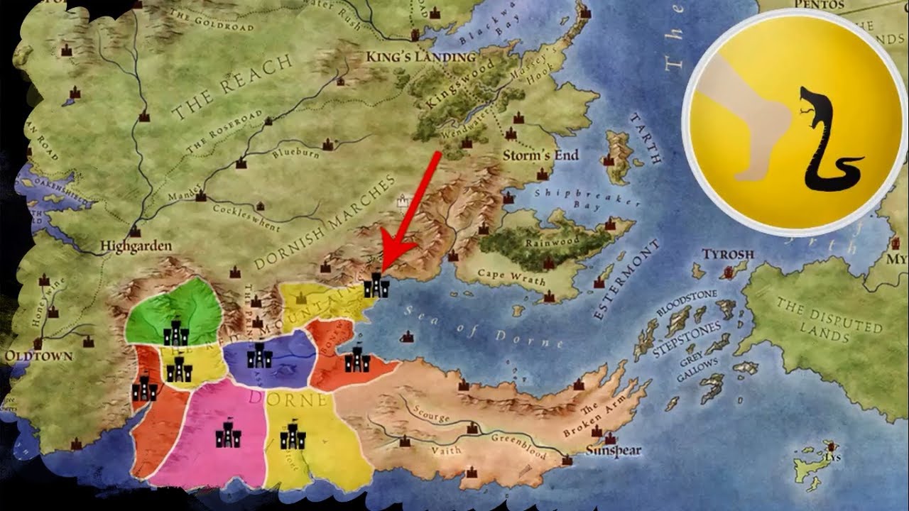 Dornish Houses, Their History, Map, Castles and Characters | Map of the Known Houses