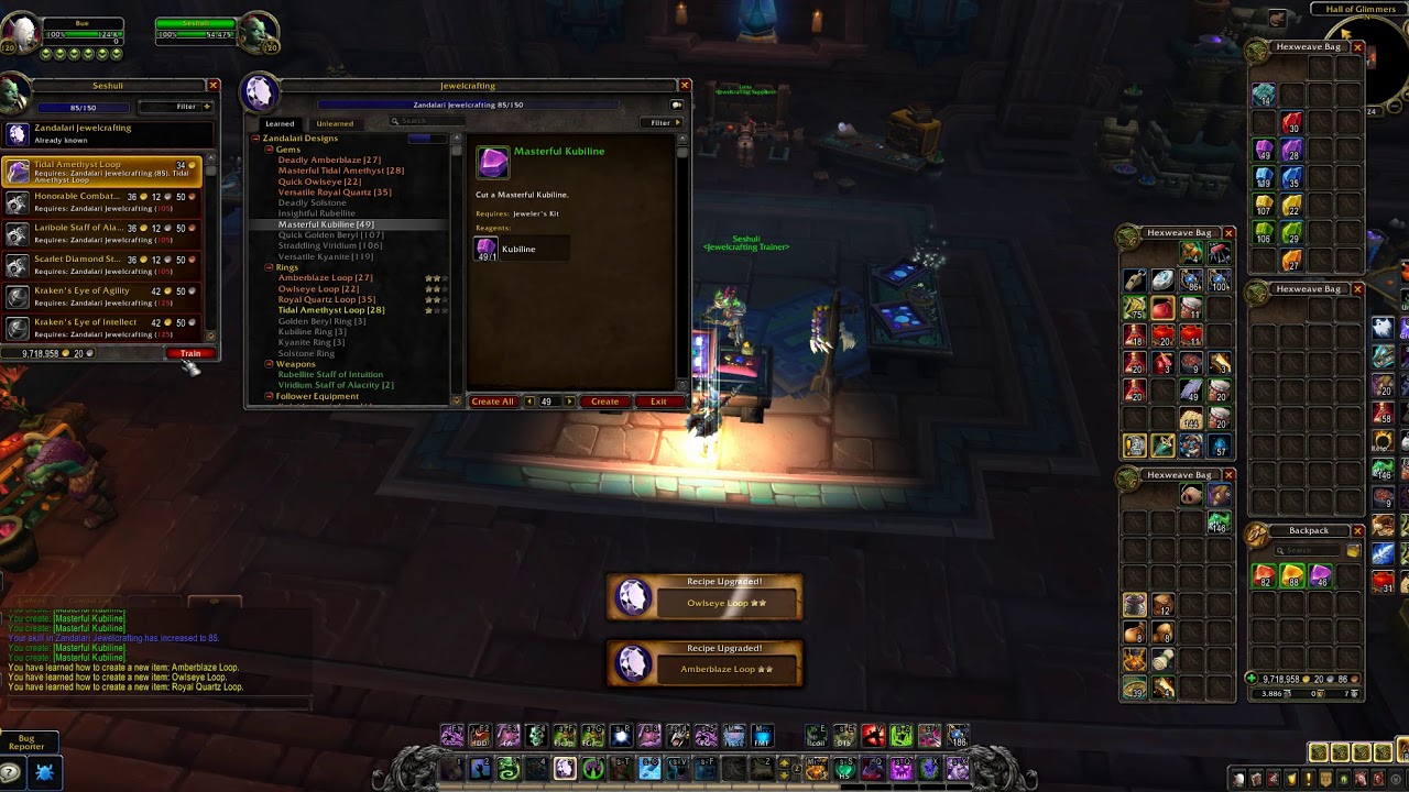 WoW BFA leveling Jewelcrafting only on Gems, up to Epic Gem skill lvl. (125+)