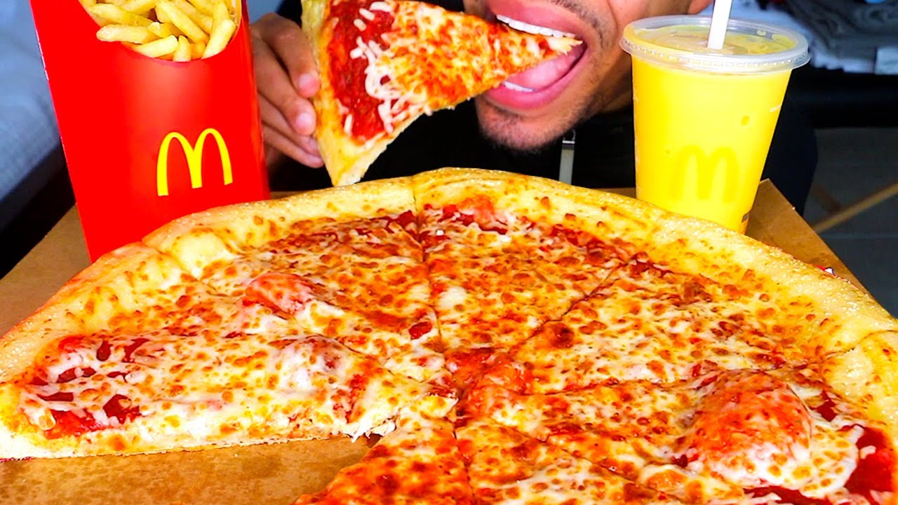 ASMR | LITTLE CAESARS CHEESE PIZZA | MCDONALD'S FRENCH FRIES | EATING SHOW MOUTH SOUNDS NO TALKING