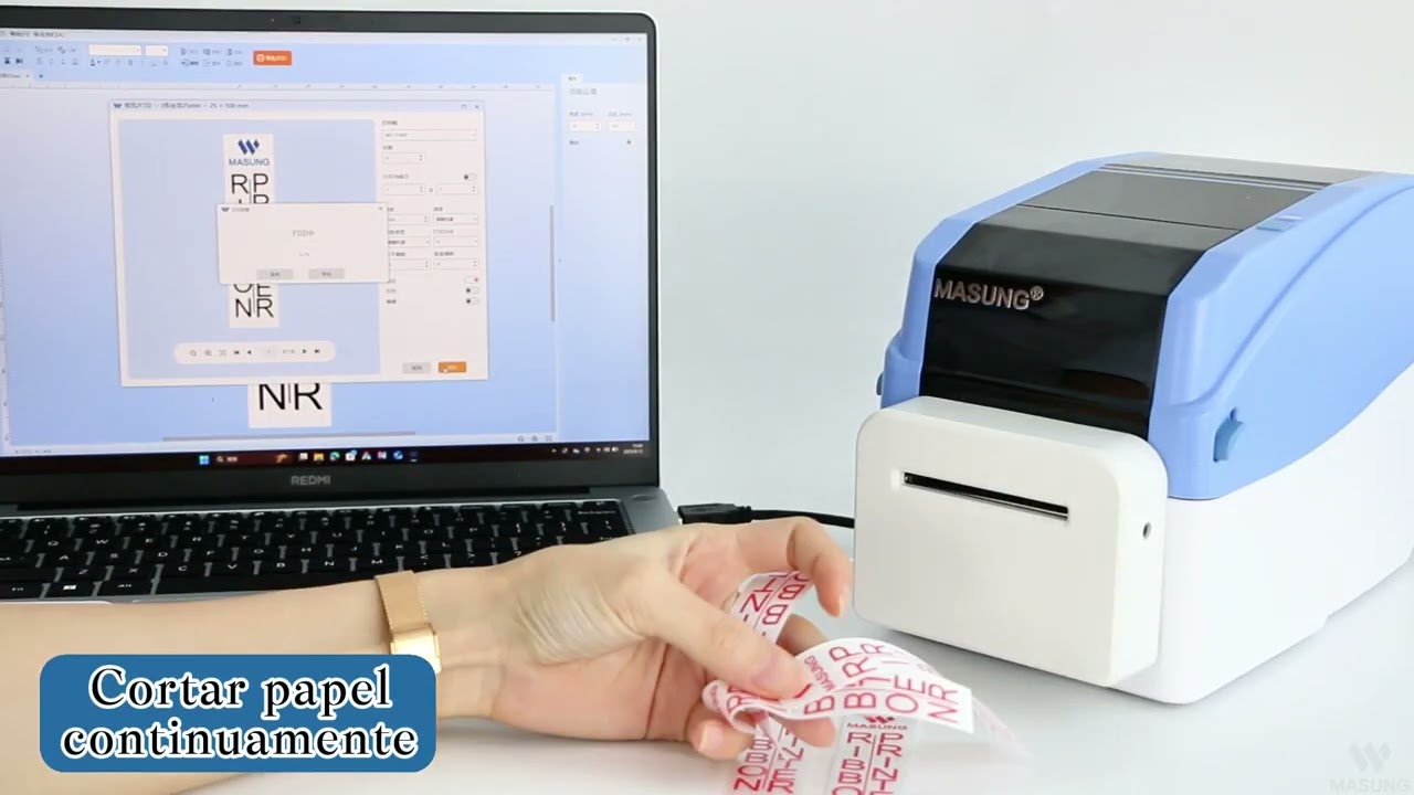Masung MS-1740, impresora de listón individual (tela/seda/satén) de 300 ppp con cortador automático