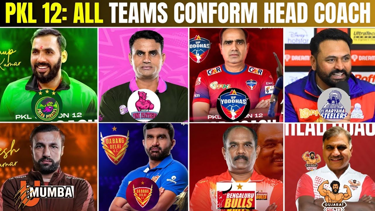 PKL 12 all teams conform head coach | pro kabaddi season 12 all 12 teams head coach#pkl12 #pkl2025