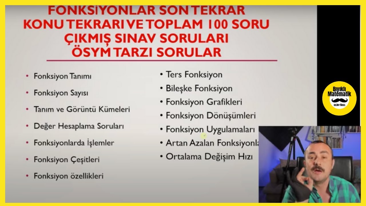Fonksiyonlar TYT-AYT TEK VİDEODA TEKRAR (Konu Özeti-Çıkmış Soru Çözümleri ve Ösym tarzı sorular) PDF