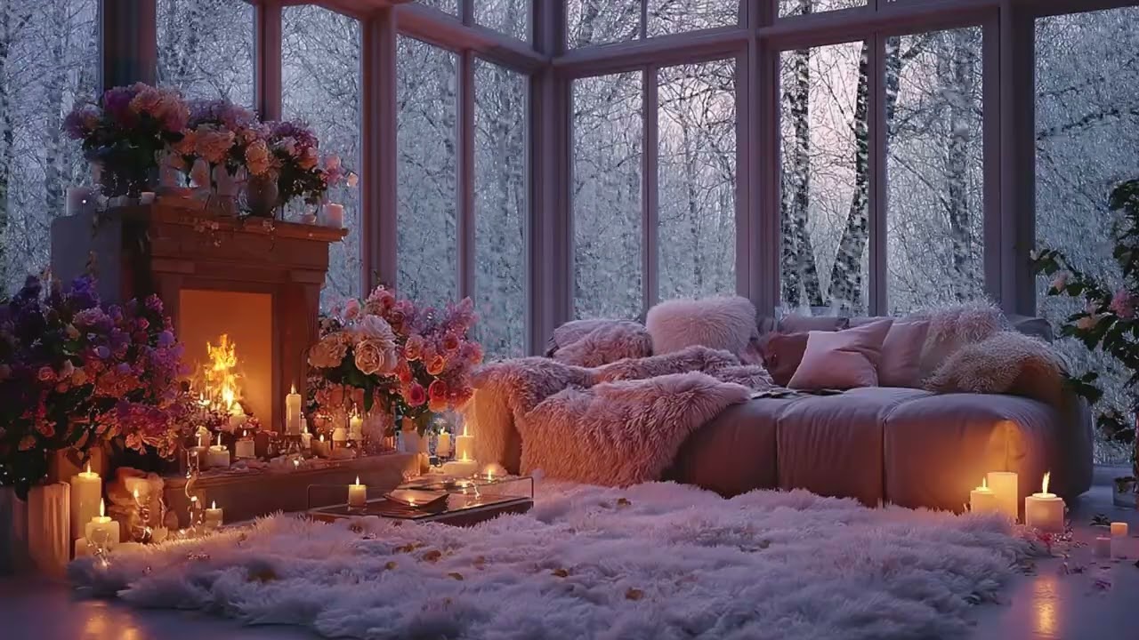 ❄️ 3 Hours White Ember Fireplace Ambience | Soft Snowfall Glow for Calm Focus & Deep Relax